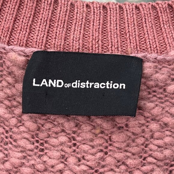 Land Of Distraction Sweater Size Medium VNeck Pullover Wool Blend Cozy Knit - Picture 2 of 10